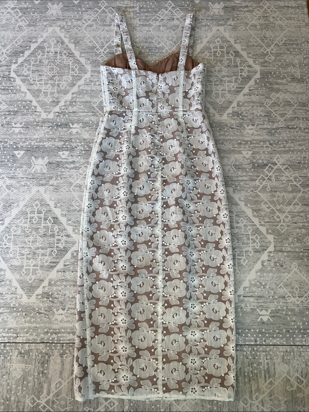 Anthropologie HUTCH Slim Lace Corset Midi Dress in White Size 4 - Picture 7 of 12